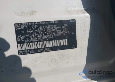 2009 Toyota Rav4 Limited V6 z USA, uszkodzony, nr VIN 2T3BK31V59W007730